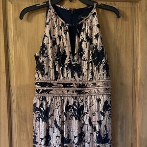 R&M Richards Navy and Gold Floral Dress